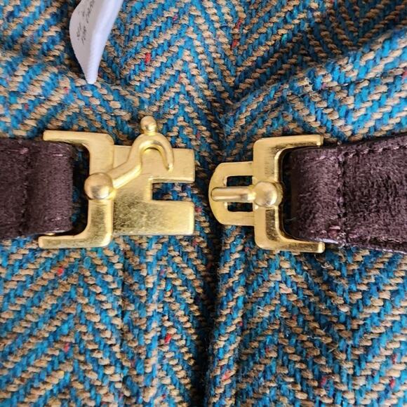 Soft Surroundings Hampstead Tweed Wool Herringbone Cape Toggle Teal Coat Size M - Picture 11 of 15